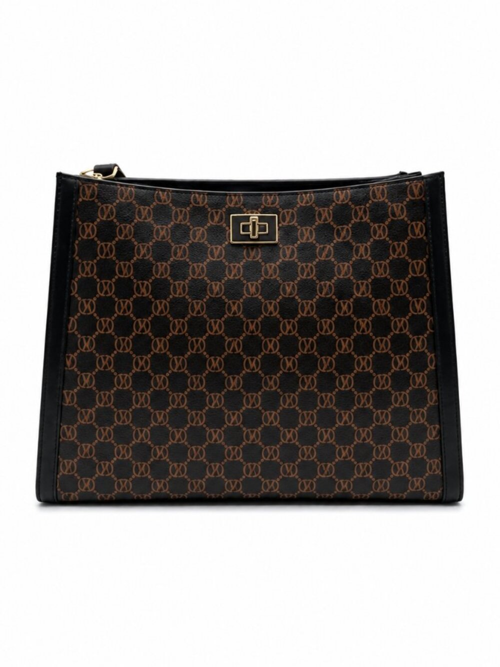 Brand New Valentino Genuine Leather France Monogram Shoulder Bag – Black & Gold